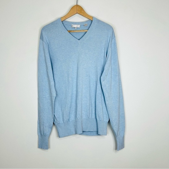 Peter Millar Crown Blue Luxury Blend V-Neck Sweater Medium - Picture 2 of 7